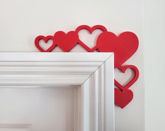 Valentine’s Day Door Corner, Hearts Door Topper, Valentine's Decor, Seasonal Decor, Valentines Day Themed Decor, Home Decor, Door Trim