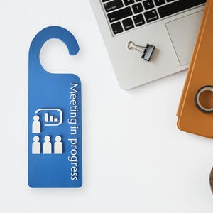 Do Not Disturb Sign, Meeting in Progress Door Hanger - Door Handle Sign, Office Door Signs, Privacy Signage, Office & Home Workspace Sign