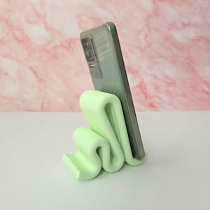 Modern Wavy Phone Stand for Desk, Unique Static Mobile Holder, Minimalist Decorative Smartphone Cradle, Stylish Phone Display Stand