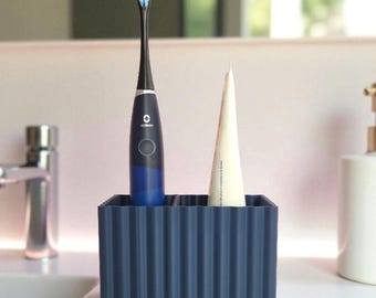Toothbrush Holder • Modern Wavy Bathroom Organizer • 25+ Custom Colors