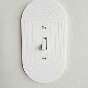 Oval Light Switch Cover With Delicate Stripes, Wall Plate Cover, Mid Century Modern, Unique Switch Plate Design, Decorative Wall Plate,