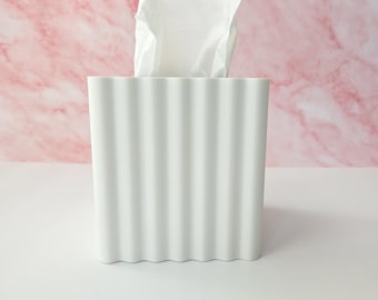 Wavy Tissue Box Cover, Customizable with 25+ Colors