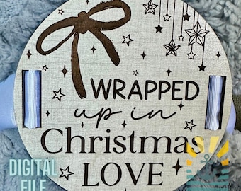 Christmas blanket tag laser SVG, wrapped in Christmas love, Personalized gift for him and her, digital design, homemade blanket tag