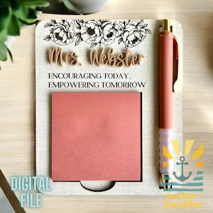 Sticky Note Pad Inhaber SVG, Lehrer Wertschätzung Woche, Muttertag, Büro, Sekretärin, personalisiertes Geburtstagsgeschenk, Laser geschnittenes digitales Design