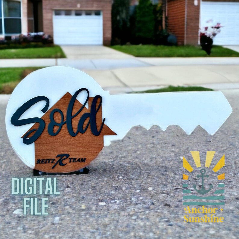 Realtor SOLD Key Sign SVG File– Key Prop File for Laser, Real Estate ...