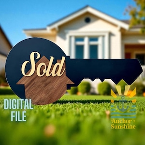 Mäklare SÅLD Nyckelskylt SVG-fil – Laserskuren fotoprop (digital design)