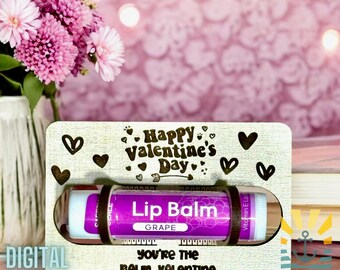 Valentine's Day Lip balm holder Classroom handout SVG, Laser cut digital file for Class Gift & Kids Party Favor