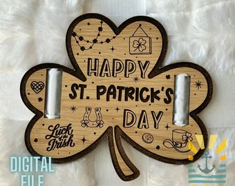 St. Patrick's Day Clover Tag SVG | Laser Engraved Gift (Digital File)
