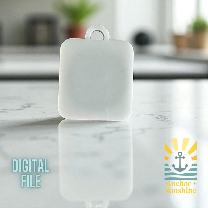 May include: A white, rectangular digital file tag with a rounded top and a small loop. The words "DIGITAL FILE" are printed in light blue on the left side. The Anchor + Sunshine logo is on the right.