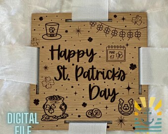 Laser Engraved St. Patrick's Day Blanket Tag SVG | Clover, Leprechaun (Digital File)