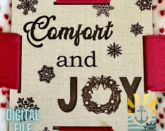 Christmas blanket tag laser SVG, Comfort and Joy, Personalized gift for him and her, digital design, laser ready