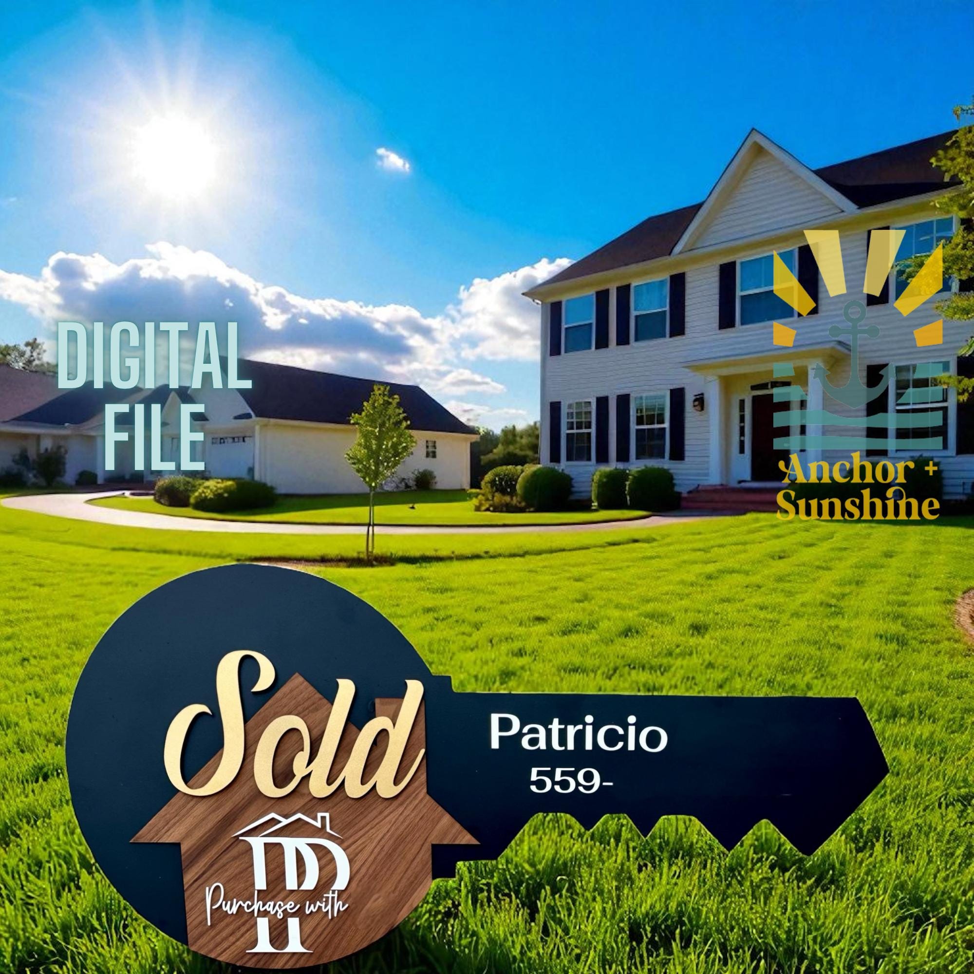 Sold Key Sign Vector Realtor SOLD Key Sign SVG File– Key Prop File for Laser, Real Estate ...