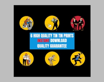 Set di poster iconici di Tintin e Milù - Stile retrò (download digitale)