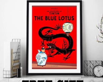 Tintin "Blue Lotus" Cover Art Print – Digital Download (4k, 300dpi)