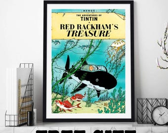 Kuifje omslagposter "Red Rackham's Treasure" - digitale download