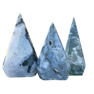 Moss Agate Spire | Moss Agate Diamond | Moss Agate Pyramid | Moss Agate | Druzy Moss Agate | Natural Crystal | Carving