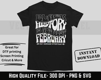 Black History is not just February- SVG, PNG file for t-shirts, hoodies & more. Use with DTF transfers, Cricut and more. Black History Month