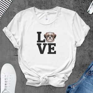 Love Shih Tzu Dog Lover T-Shirt, Cute Shih Tzu Shirt, Perfect Gift for Dog Owners, Pet Parents Gift, Shih Tzu Apparel, Dog Mom Shirt