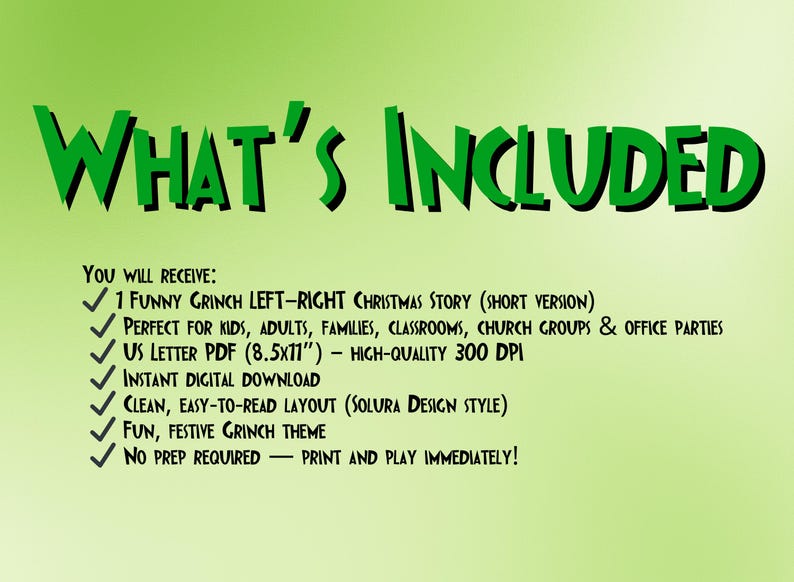 Grinch Left Right Christmas Game Printable | Grinch Pass the Gift Story ...