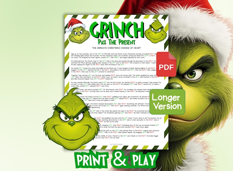 Grinch Christmas Game – Left Right Gift Exchange (printable PDF) - Etsy