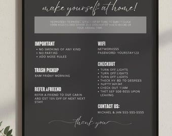 Letrero de bienvenida de Airbnb editable: Información para huéspedes de alquiler vacacional (Descarga digital)