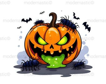 Calabaza espeluznante de Halloween PNG: Diseño de camiseta