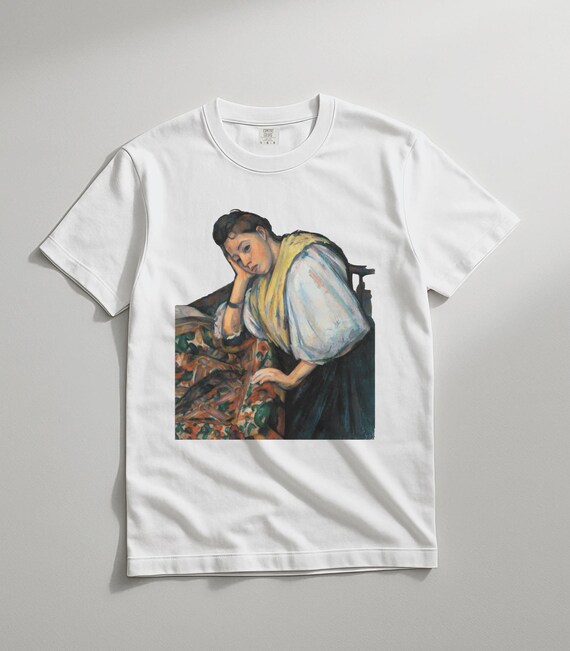 Paul Cezanne Art T-shirt, Young Italian Woman at a Table, Vintage 
