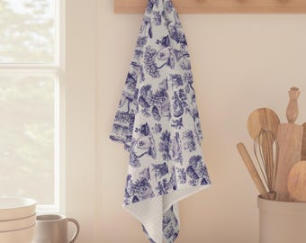Paño de cocina de microfibra con estampado Pomerania Toile, paño de cocina con estampado de perro original.