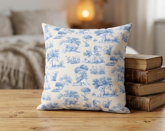 Cojín decorativo con estampado Toile de Malta / Cojín de sofá con diseño de perro caprichoso / 8 opciones de color, incluye relleno