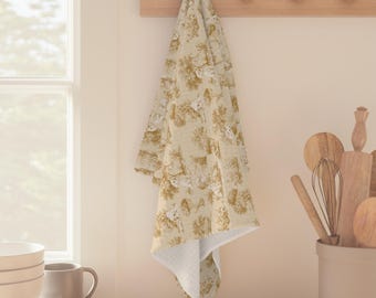 Paño de cocina de microfibra con estampado Toile de Malta / Decoración de cocina vintage y original