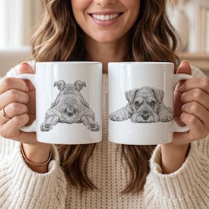 Schnauzer koffiemok, klassiek wit keramisch, met dierenprint, cadeau voor huisdierbezitters, hondenliefhebbers, schattige puppy, keukenservies, drinkgerei, mannen, verjaardagscadeau, schets