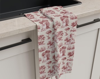 Paño de cocina de microfibra con estampado Corgi Toile / Paño de cocina con estampado de perro original