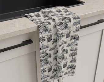 Paño de cocina de microfibra con estampado Toile de bulldog inglés, paño de cocina original para secar platos.