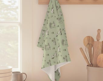 Paño de cocina de microfibra con estampado de bulldog francés y toile.