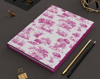 Cuaderno de tapa dura con estampado Toile de Malta / Cuaderno rayado con diseño original para amantes de los perros