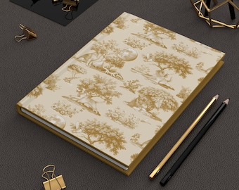 Cuaderno de tapa dura con estampado de toile de grifones de Bruselas / Cuaderno rayado para amantes de los perros con un toque original.