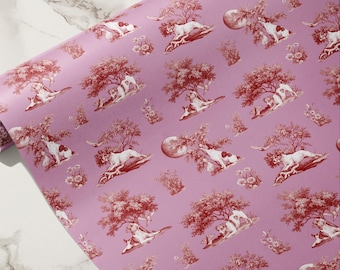 Jack Russell Terrier Wrapping Paper Puppy Gift Wrap Sheet Toile Pattern Dog Design Whimsical Canine Baby Shower Birthday Present French