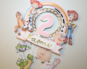 Girly Toy Story Cake Topper – Pastel Coquette Cowgirl Birthday Decor