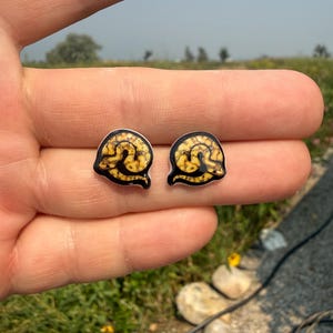 Banana Ball Python Snake Earrings: Stud Animal Earrings with Stainless Steel posts Gift for Zoo Lovers, Vet Techs, Teachers non Ai Art