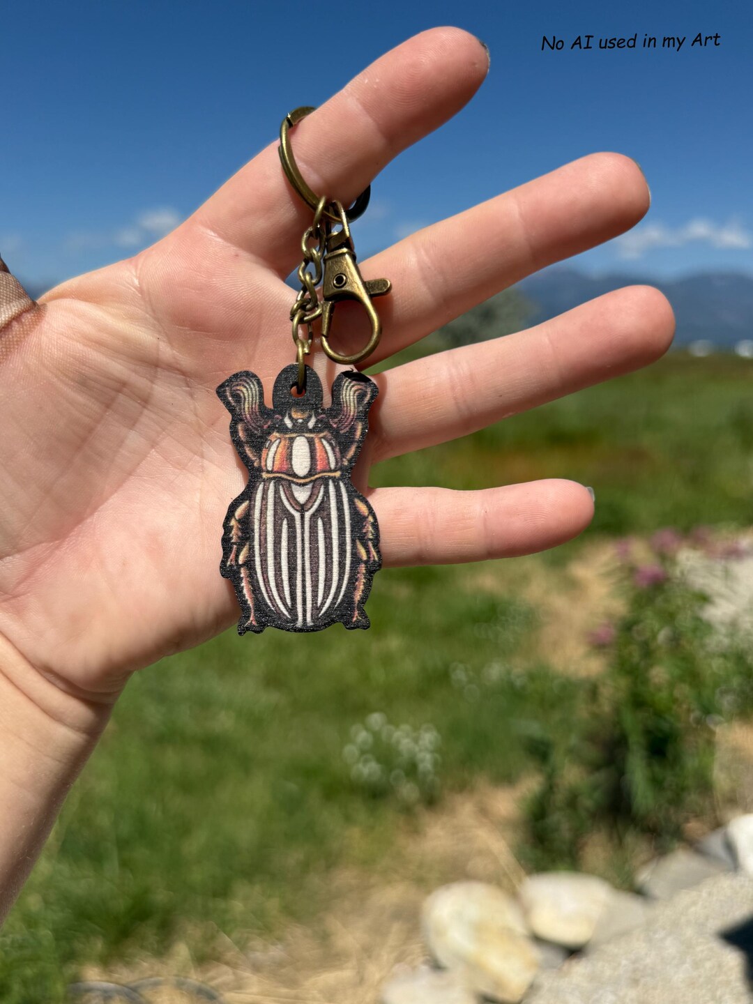 June Beetle Bug Wood Animal Keychain: Gift for Zookeepers, Teachers ...