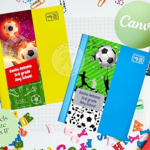 Bewerkbare voetbalnotitieboekjelabels l Bewerkbare labels l Notitieboekjelabels l Kinderlabels l Terug naar school-stickers l Labels voor notitieboekjes l Labels