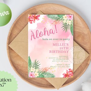 Editable Hawaiian Birthday Invitation l Tropical Luau Party Invite | Instant Download | Printable Invitation Template l Hula Birthday Party