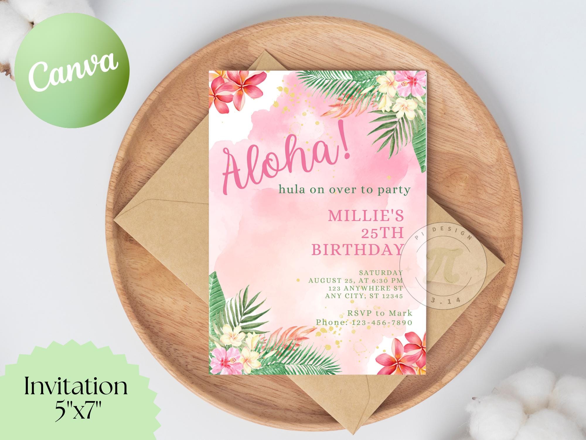 Editable Hawaiian Birthday Invitation l Tropical Luau Party Invite | Instant Download | Printable Invitation Template l Hula Birthday Party