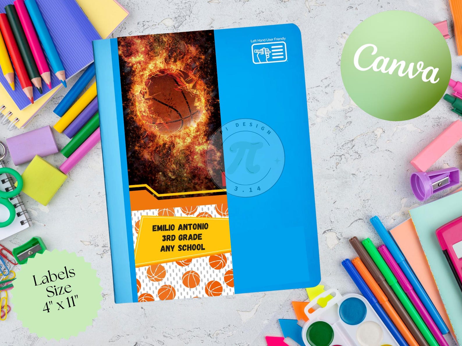 Basketball Notebook Labels: Back to School Name Tags (canva Template ...