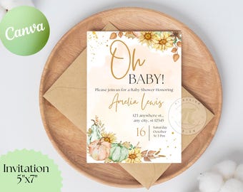 Editable Fall Invitation | Baby Shower, Birthday & Any Party l Fall Birthday Party l Fall Baby Shower l Digital Invitation l Fall Invitation