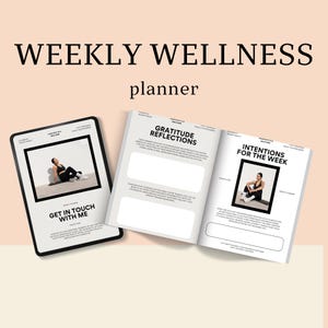 My Daily Fitness Planner, Wellness plan, Black Vegan Leather, luxury gift for her, gym planner and meal planner, Daily and Monthly Planning
