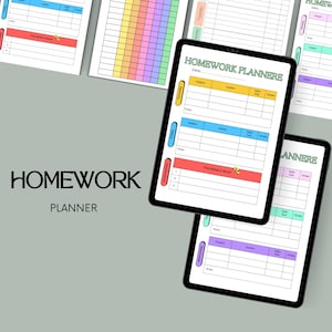 Afdrukbare thuiswerkplanner, wekelijkse huiswerktracker, afdrukbaar terug naar school, opdrachtenplanner, schoolwerk organiseren. Studieplanner