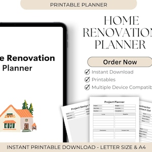 Renovation Planner, Home Improvement, Interior Design Project Planner, Home Organization, Renovation Budget, Remodel Expense, Excel Sheet
