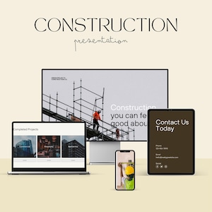 Professional Construction Canva Website Template, Customizable Canva Builder Landing Page, Editable Canva Construction Website Template
