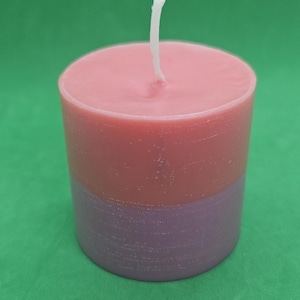 Soy-Paraffin Blend 2&quot; Pink/Purple Layered Mini Pillar Candles- Unscented
